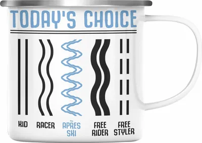 Produktbild von Trendation - Apres Ski Emaille Tasse Geschenk Grafik Geschenkidee Skifahrer Geschenk Winter Berge (Silber)
