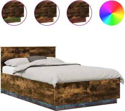 Zdjęcie produktu dla vidaXL Rama łóżka z dębu wędzonego 135 x 190 cm materiał drewnopochodny