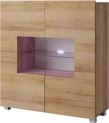 Produktbild von Kommode Amanda Geld Eiche Matt mit Blauer LED – 100x107 cm Sideboard