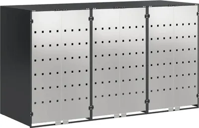Produktbild von vidaXL Wagenmüllbehälter für 3 Behälter 204 x 77,5 x 115,5 cm Stahl