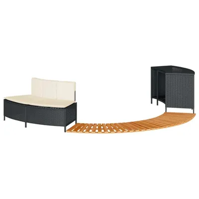 Produktbild von vidaXL Whirlpool-Umrandung Schwarz Poly-Rattan und Massivholz Akazie