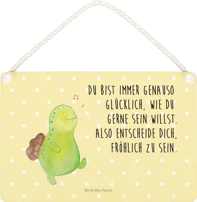 Produktbild von Mr. & Mrs. Panda holzbild Schildkröte Pfeifen DIN A5 - Gelb Pastell - Geschenk, Lebensfreude, Holzschild, Depression, Türschild, Glück, Schildkröten, Schild, wandtafel