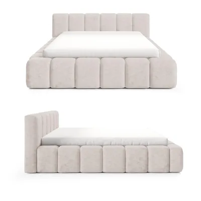 Produktbild von Dekori Polsterbett 180x200 KALLA PREMIUM Wolkenbett mit Bettkasten, Chenille Stoff - Beige (Perfect Harmony 02)