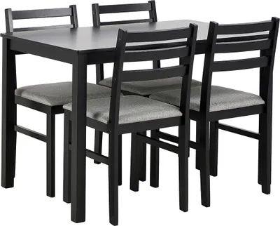 Image de Alicante ensemble pour salle à manger table et 4 chaises 70x110cm noire.