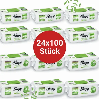 Zdjęcie produktu dla Chusteczki do czyszczenia powierzchni Sleepy Easy Clean – 12 x 100 (zapach sosny) + 12 x 100 (zapach ananasa) | Artykuły gastronomiczne
