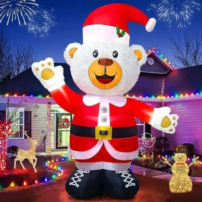 Produktbild von Weihnachtsmann-Weihnachtsbeere aus Plüsch, 240 cm, mit Hut - Winterdeko für Innen- und Außenbereiche - Feiertagsartikel für Haushalt und Außenbereich - Xmas-Gartenweihnachtsdekoration für Grasflächen - 2,4 Meter lang
