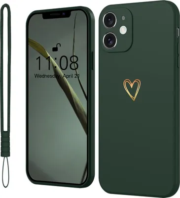 Produktbild von Hülle für Apple iPhone 12 Back Case Flaschengrün Golden Heart