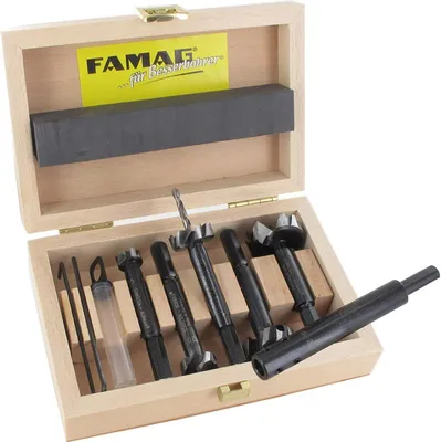 Produktbild von FAMAG Bormax 2.0 prima Staketenbohrersatz 6-teilig WS D=15,20,25,30,35mm im Holzkasten mit Bohrverlängerung 1639.001