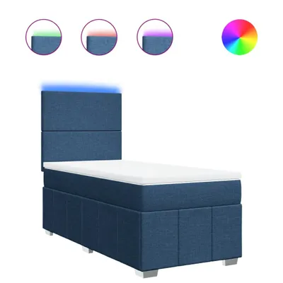 Productafbeelding van Boxspringbed met matras, blauw, 80x200 cm, met stoffen bekleding