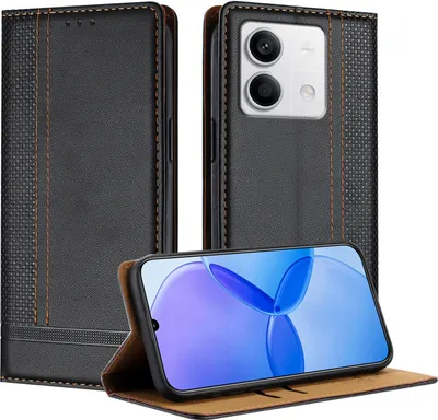 Obrázek produktu pro Pouzdro pro Xiaomi Redmi Note 13 5G kožené flipové pouzdro s funkcí stojánku černé