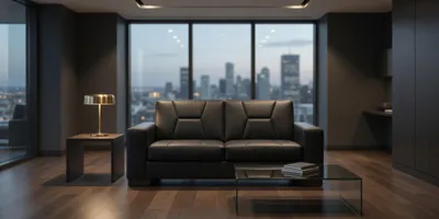 Produktbild von Modernes 3-Sitzer Sofa in Schwarz mit geometrischem Design