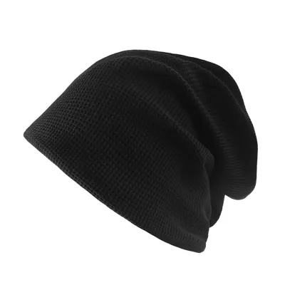 Produktbild von Herren Damen Frühling Herbst Pile Mütze Einfarbig Krempe Hochelastisch Strickmütze Modeaccessoires Schwarz Einheitsgröße