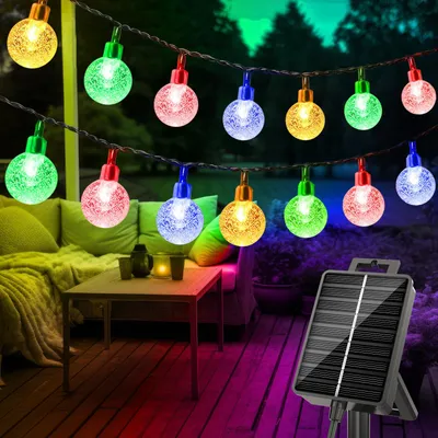 Solar-Lichterkette 15 m, 50 LED-Kristallkugeln, 8 Modi, IP65
