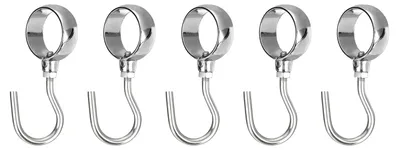 5 Edelstahl-Haken für Rohrstangen, Ø 25 mm, silber