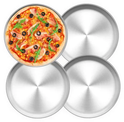 Pizzabackblech-Set 4-tlg., Edelstahl, rund, 26 cm, backofenfest