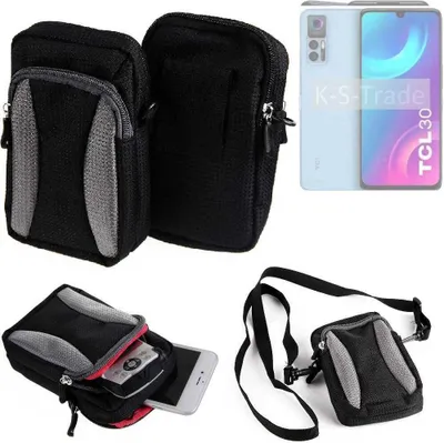 Produktbild von K-S-Trade Holster Schutz Hülle kompatibel mit TCL 30+ Handy Hülle Gürteltasche Umhängetasche mit Zusatzfach schwarz