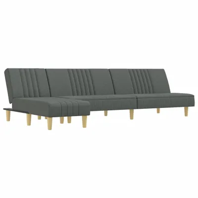 Productafbeelding van Slaapbank in L-vorm, donkergrijs, 255x140x70 cm, met stoffen bekleding