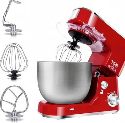 Produktbild von Traumheim® XS-004 Standmixer, 5-QT-Edelstahlschüssel-Lebensmittelmixer, mit neigbarem Kopf,Universal Küchenmaschine mit 6 Stufen,mit 4 Zubehörteilen
