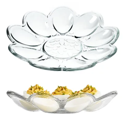 Image de KADAX Assiette à oeufs "Ferry", en verre, Assiette pour oeufs, Plateau pour oeufs, Coquetier, 21 cm, Transparent, 1 pièce