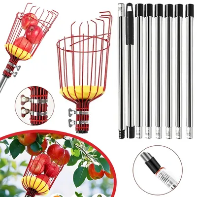 Produktbild von Apfelpflücker, Obstpflücker mit Metallkorb und Schaumstoffpad, Pflaumenpflücker, Fruit Picker, Obstgreifer