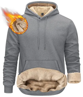 Produktbild von Herren Pullover Hoodie - Sherpa Futter - Winddicht - Warm Fleece - Kängurutasche