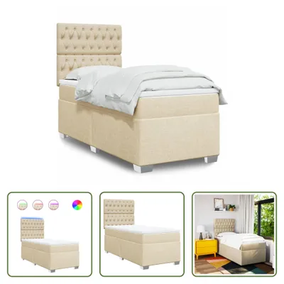 Immagine prodotto di The Living Store Letto a molle con materasso crema 100x200 cm in tessuto