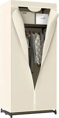 Immagine prodotto di Armadio in tessuto HU10640MS con appendiabiti e ripiano, beige