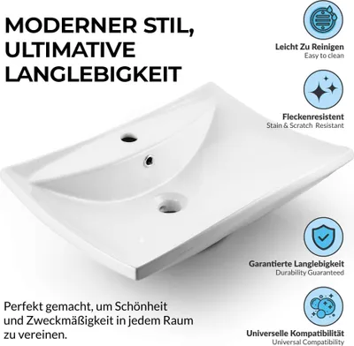 Produktbild von Paulas Bad Keramik Aufsatzwaschbecken Waschschale Sanitärkeramik weiß Valerie