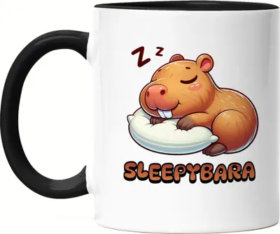 Produktbild von Sleepybara Tasse schwarz Schlafen Capybara Wasserschwein Fans Schlafmütze Langschläfer