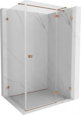 Image de Mexen Lunar T cabine de douche pivotante droite 115 x 90 cm, transparent, cuivre brossé - 834T-115-090-65-00-P