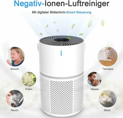 Produktbild von Luftreiniger Allergiker mit HEPA gegen 99,97 Prozent Schimmel Staub Pollen Tierhaare, Luftqualitäts-Feedback, CADR,Air Purifier 22dB Schlafmodus Timer