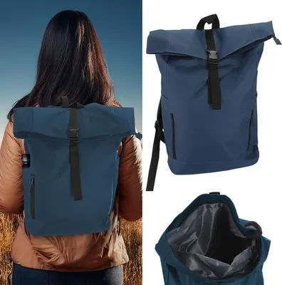 Produktbild von Falt Rucksack Urban 30l dunkelblau 40x57x15cm 600D Polyester Reißverschlusstaschen Eingriffstaschen wasserabweisend Rolltop
