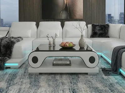 Obrázek produktu pro Konferenční stolek, černý, moderní, skleněná deska, designový nábytek, stůl