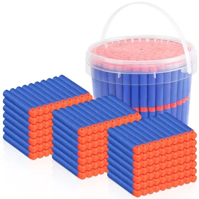 Productafbeelding van Schuimdarts navulling - 300 stuks - 7,2 x 1,2 cm - Blauw - Met opbergemmer