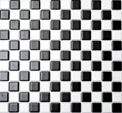 Produktbild von Mosaikfliese Keramik Schachbrett schwarz weiß matt Fliesenspiegel MOS18-0305