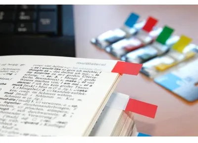 Produktbild von Haftstreifen, 4 x 36 Streifen, Plastik, transparent,sortiert: gelb, grün, rot, blau,