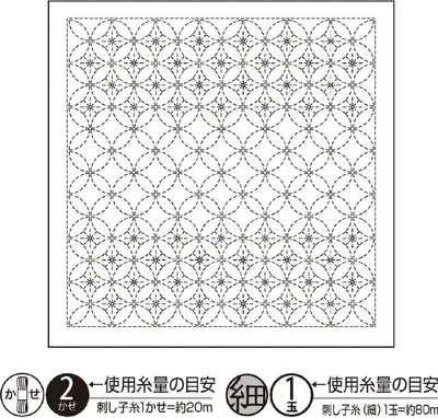 Image de Olympus Sashiko Sampler (tissu uniquement) "Hana Fukin (White) Shippoutsunagi Nagomi Series", Tissu imprimé, 34x34cm, Fabriqué au Japon