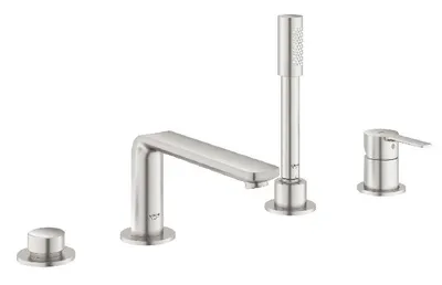 Produktbild von Grohe 4-Loch Einhand-Wannenkombination LINEARE mit Stabhandbrause Sena supersteel