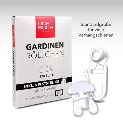 Produktbild von Lichtblick Gardinenröllchen für Gardinenschienen 120 Stück inkl. 6 Feststeller