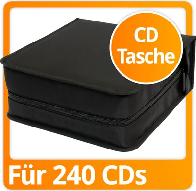 Zdjęcie produktu dla Etui na płyty CD i DVD wykonane z wytrzymałego nylonu i materiałowych przegródek, organizer na płyty zamykany na zamek błyskawiczny (240 płyt CD)