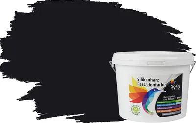 Produktbild von RyFo Colors Silikonharz Fassadenfarbe Lotuseffekt Trend Verkehrsschwarz 3l - bunte Fassadenfarbe, weitere Grau Farbtöne und Größen erhältlich, Deckkraft Klasse 1