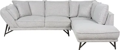 Produktbild von BELIANI Ecksofa 3-Sitzer Hellgrau aus Leinen Linksseitig L-Form Schwarze Beine Modernes Sofa Bequeme Gepolsterte Couch für Wohnzimmer