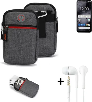 Produktbild von K-S-Trade Gürteltaasche + Kopfhörer kompatibel mit Gigaset GS190 Handy Tasche Holster Schutz Hülle Handy Hülle grau Zusatzfächer 1x