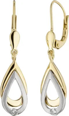 Produktbild von Ohrringe Ohrhänger mit Diamanten & 585 Gold Gelbgold Weißgold Ohrschmuck Damen