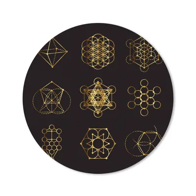 Produktbild von MuchoWow® Mauspad Mousepad Goldene geometrische Formen auf schwarzem Hintergrund 40x40 cm - Mousepads - Maus Mat - Pad - Mausunterlage - Schreibtisch Accessoires