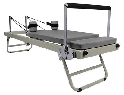 Produktbild von Pilates-Reformer - Klappbares Pilatesgerät - Verstellbarer Widerstand - Heimtraining - Rumpftraining - Tragfähigkeit 136 kg - Grau