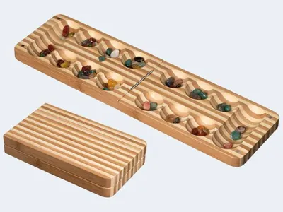 Produktbild von Kalaha klappbar aus Bambus für 2 Spieler ab 6 Jahren
