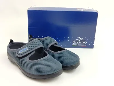 Zdjęcie produktu dla Damskie kapcie FlyFlot z zapięciem na rzep, elastyczne, szare, rozmiar 40