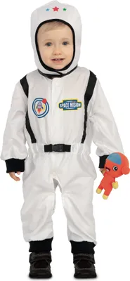 Produktbild von Astronauten-Kinderkostüm mit Alien-Plüschtier Fasching weiss-schwarz 1-2 Jahre (80-92 cm)