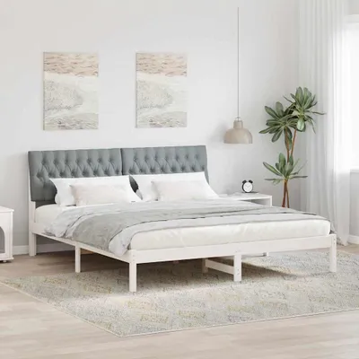 Image de Maison Exclusive - Cadre de lit avec tête de lit rembourrée Blanc 180 x 200 cm